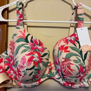 Lane Bryant Cacique Cotton Lightly Lined T-Shirt Bra Floral 42B - New with tags